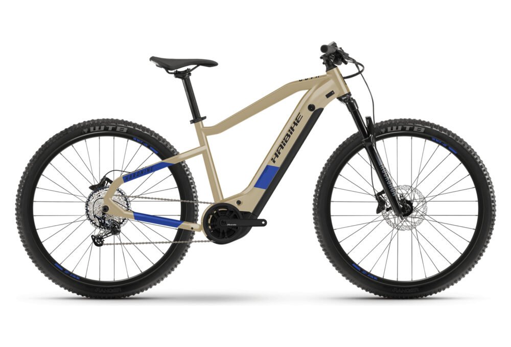 VTT Electrique Semi-Rigide Haibike HardNine 7 630Wh 29'' Shimano Deore 12V Beige Café / Bleu 2022