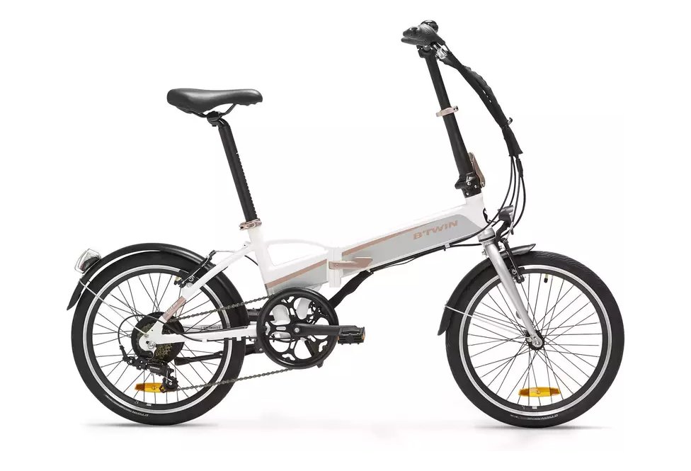 Vélo Pliant Électrique Btwin Tilt 500 Shimano Tourney 6V 250 Wh 20'' Blanc