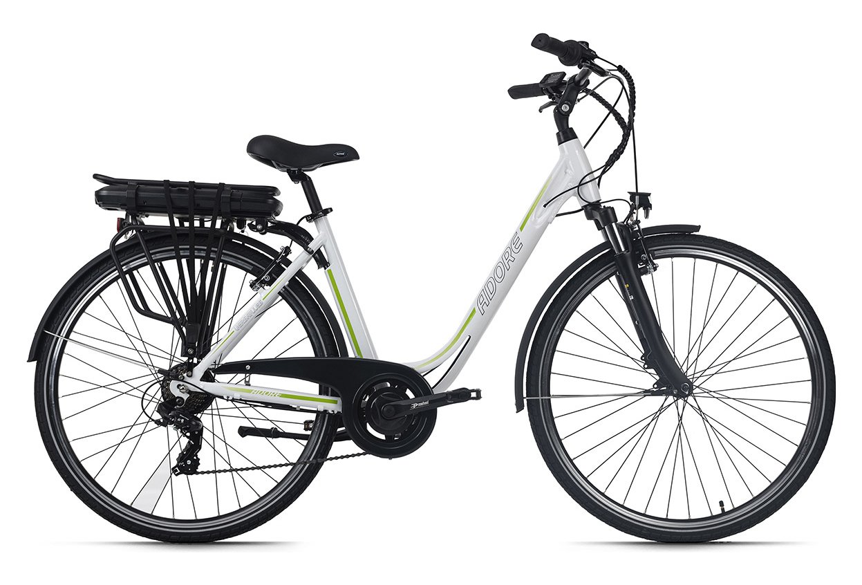 Vélo électrique femme aluminium Adore Versailles 28'' E-Bike blanc-vert 36 V/10,4 Ah Li-Ion-Akku 7 vitesses