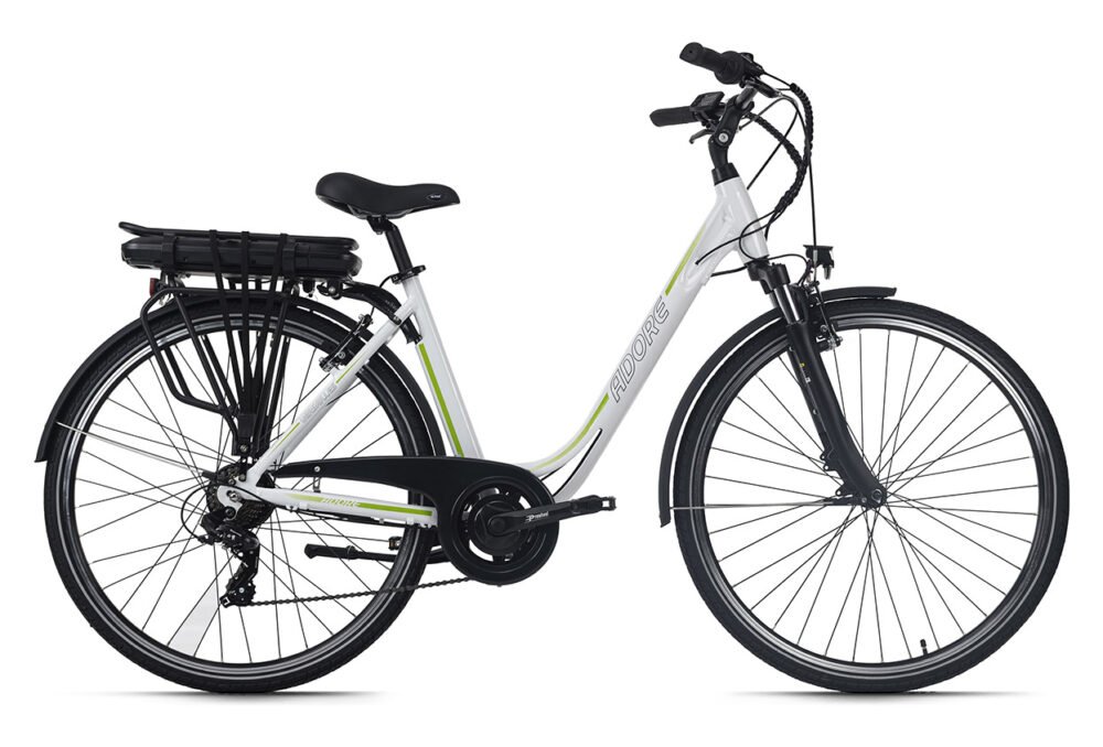 Vélo électrique femme aluminium Adore Versailles 28'' E-Bike blanc-vert 36 V/10 4 Ah Li-Ion-Akku 7 vitesses