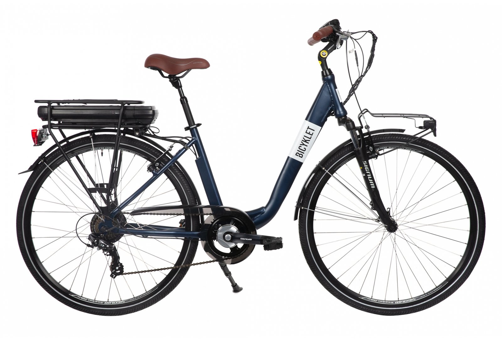 Bicyklet Claude Shimano Tourney 7V 500 Wh 700 mm Bleu Nuit Mat Marron
