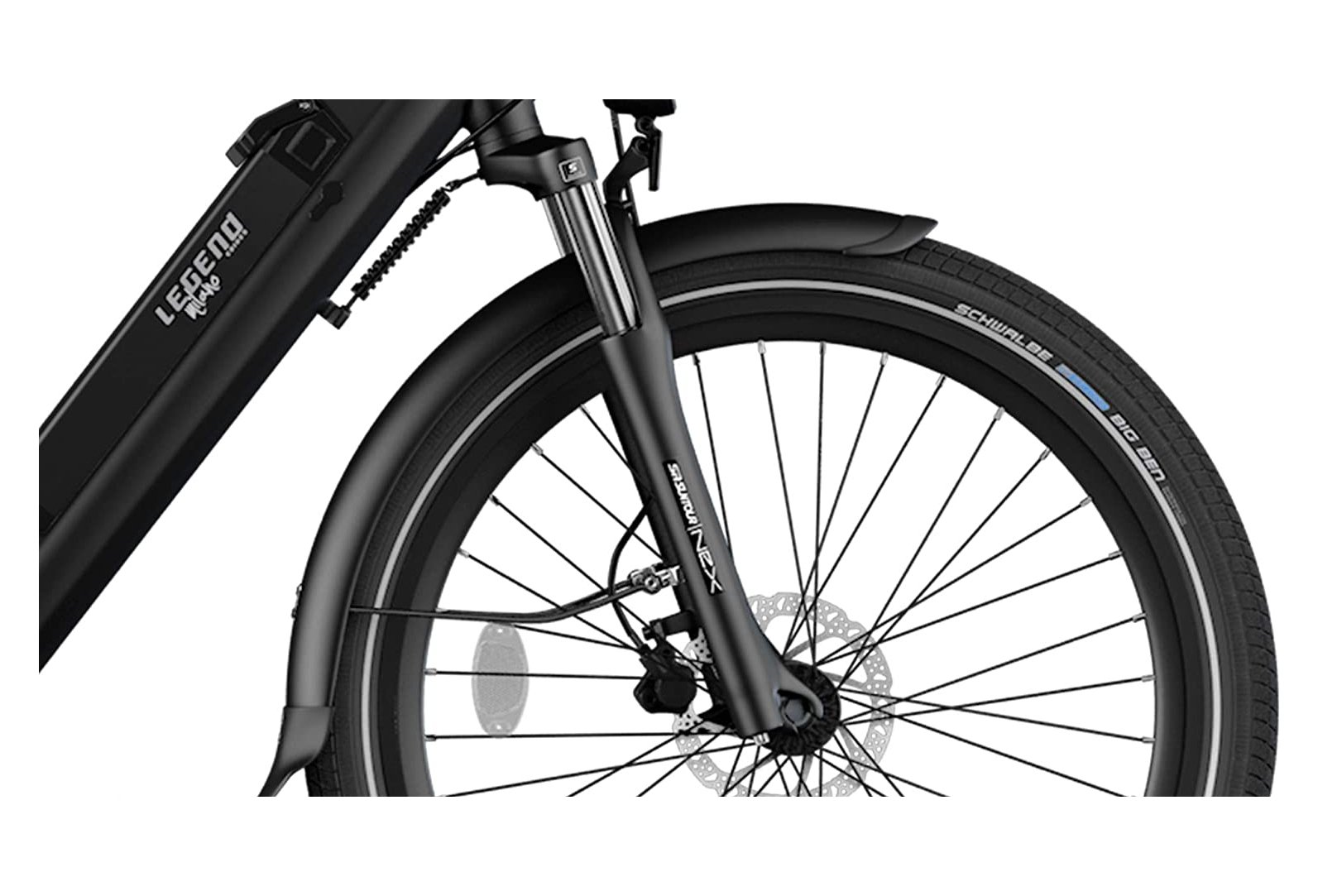 Legend Milano Vélo Electrique Ville Smart eBike Roues de 26 Pouces, Freins Disque Hydraulique Batterie 36V 10.4Ah Sanyo-Panasonic (374.4Wh) Noir Onyx – Image 4