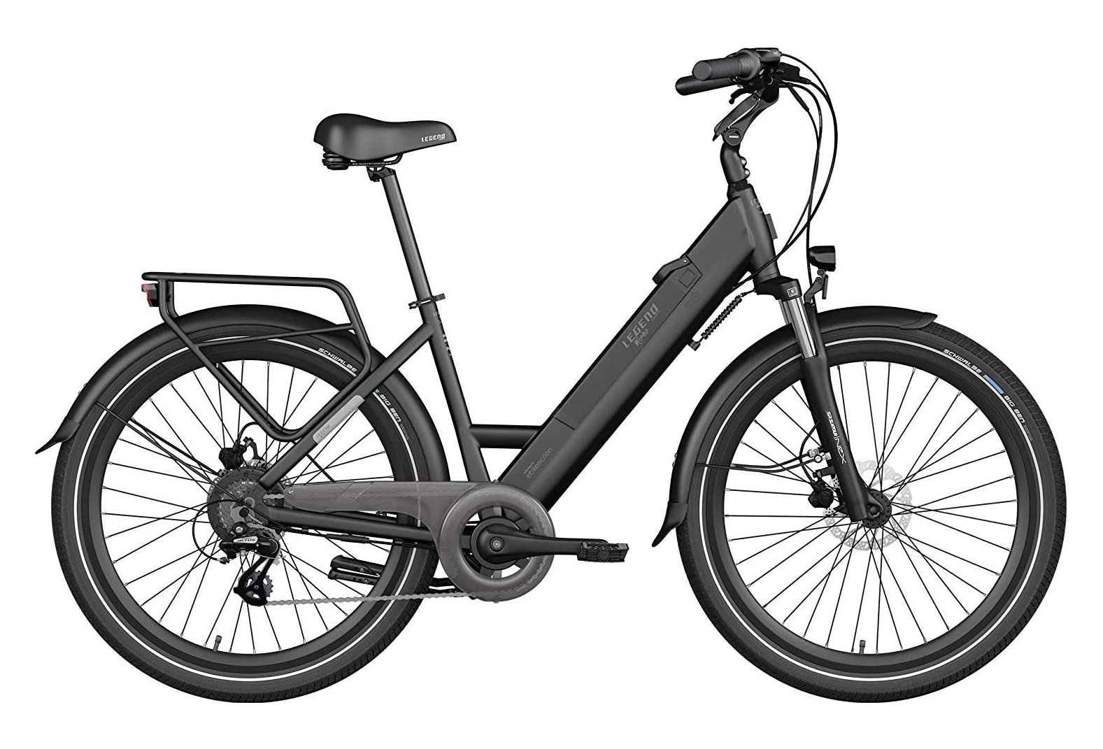 Legend Milano Vélo Electrique Ville Smart eBike Roues de 26 Pouces, Freins Disque Hydraulique Batterie 36V 10.4Ah Sanyo-Panasonic (374.4Wh) Noir Onyx