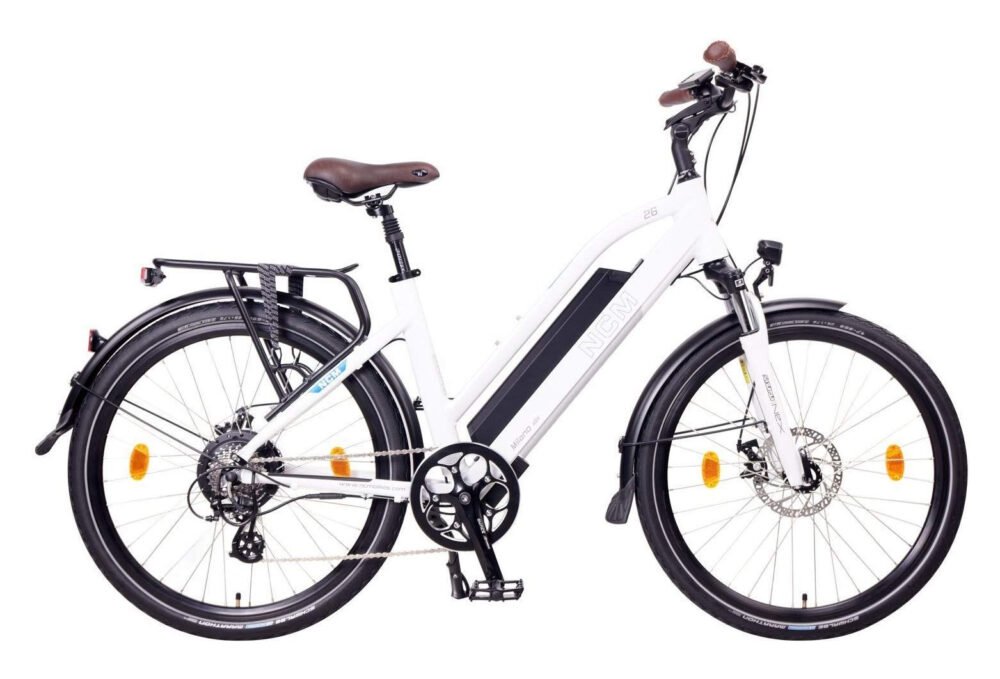 NCM Milano 28 vélo électrique Urbain blanc mat - Shimano - Batterie 624Wh