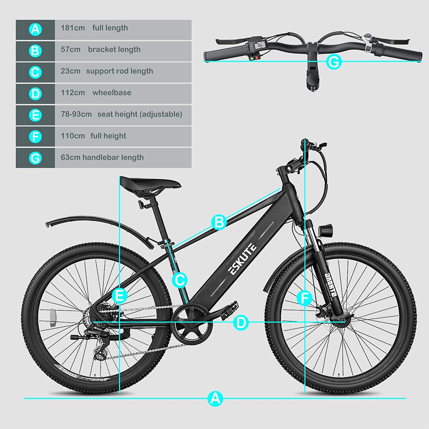Vélo Electrique de Montagne ESKUTE 27.5” – Image 6