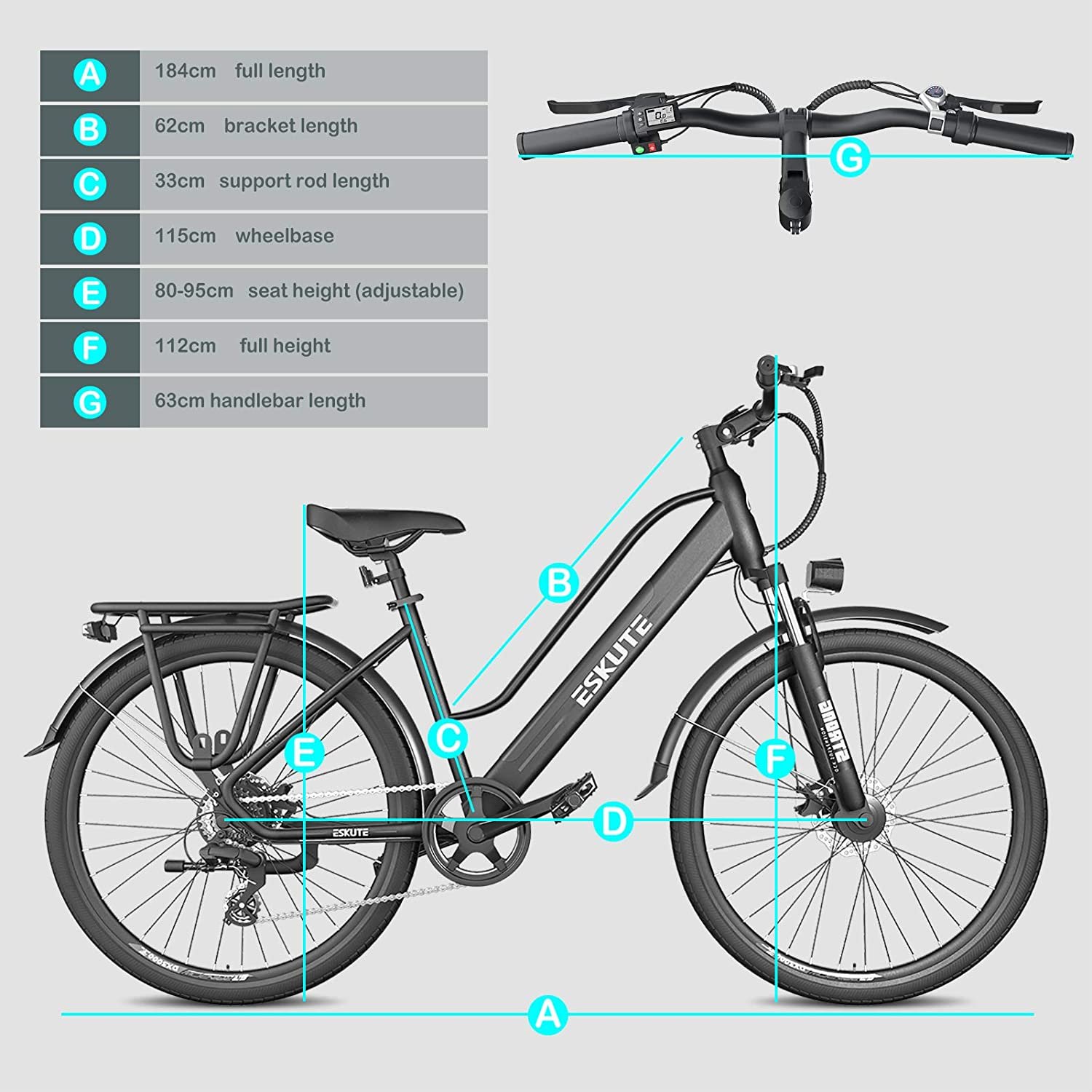 Vélo de Ville Electrique ESKUTE Wayfarer 28” – Image 8