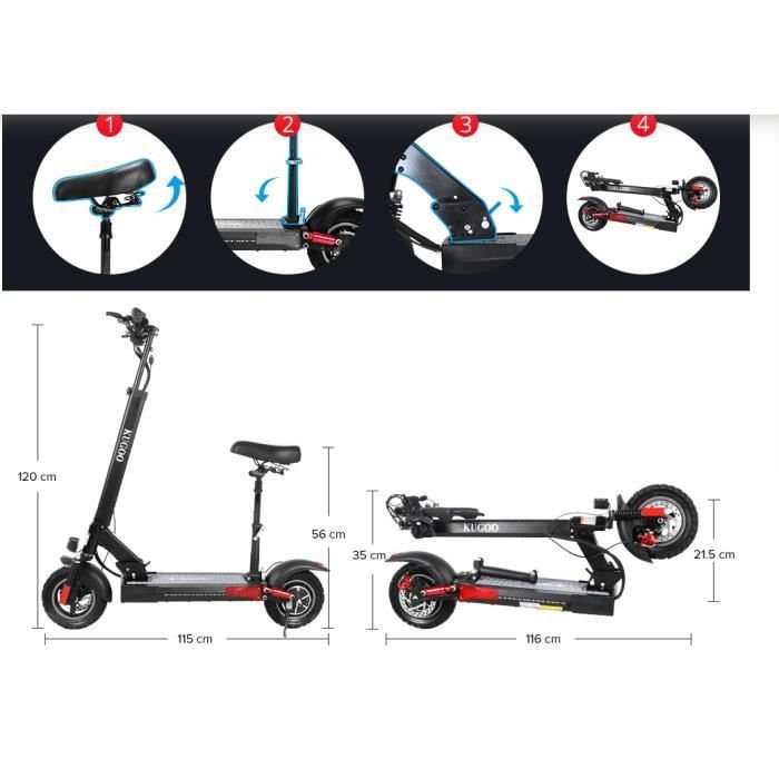 Trottinette Électrique Pliable KUGOO KIRIN M4 pro-60KM longue Portée-Moteur 500W-Batterie 48V 16Ah-Pneu tout-terrain 10" – Image 3