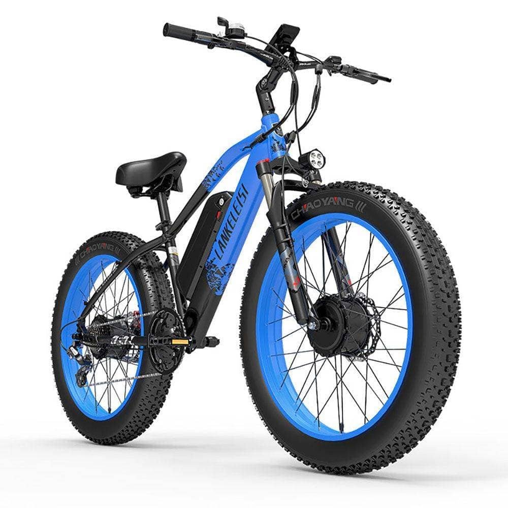 VTT électrique Lankeleisi MG740 PLUS 1000Wx2 26" Fat Bike Dual Motor EMTB Bleu – Image 3