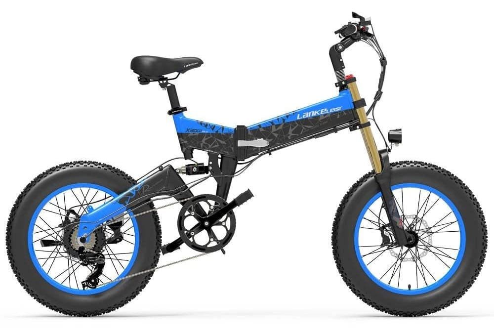 VTT électrique Pliable Lankeleisi X3000 Plus 1000W 20" Fat Bike 17.5Ah Bleu