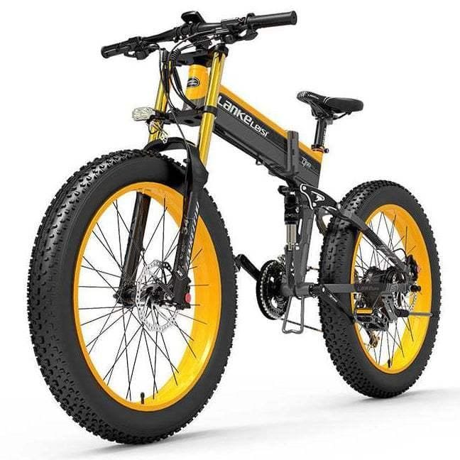 VTT électrique Pliable Lankeleisi XT750 Plus 1000W 26" Fat Bike 17.5Ah Jaune – Image 7