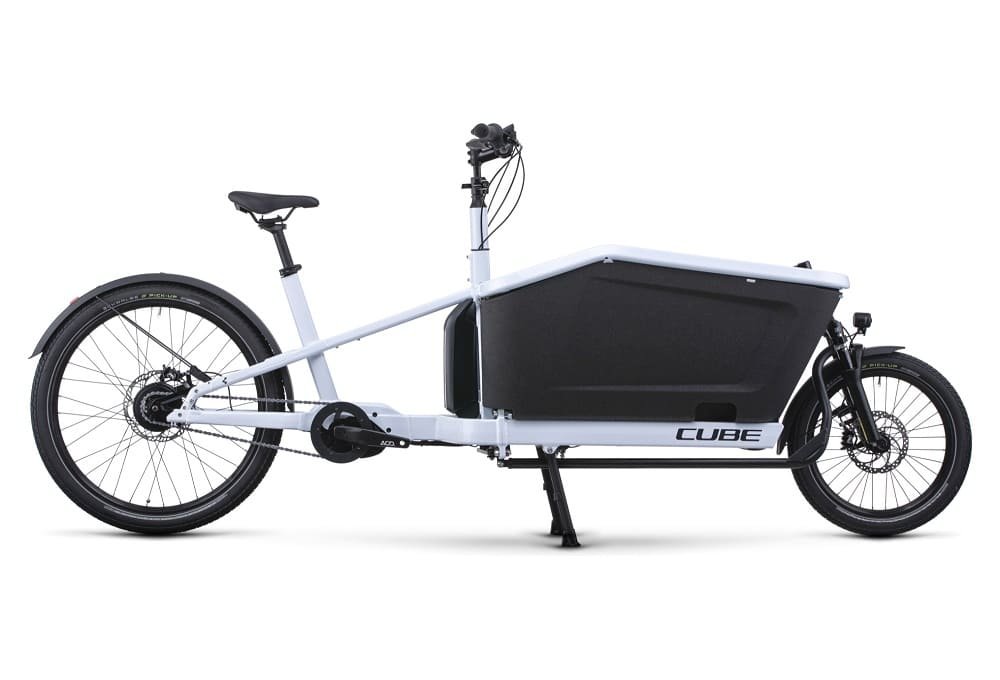 Vélo Cargo Électrique Cube Cargo Dual Hybrid 1000 Enviolo Cargo 1000 Wh 20/27.5" Blanc Flash 2023