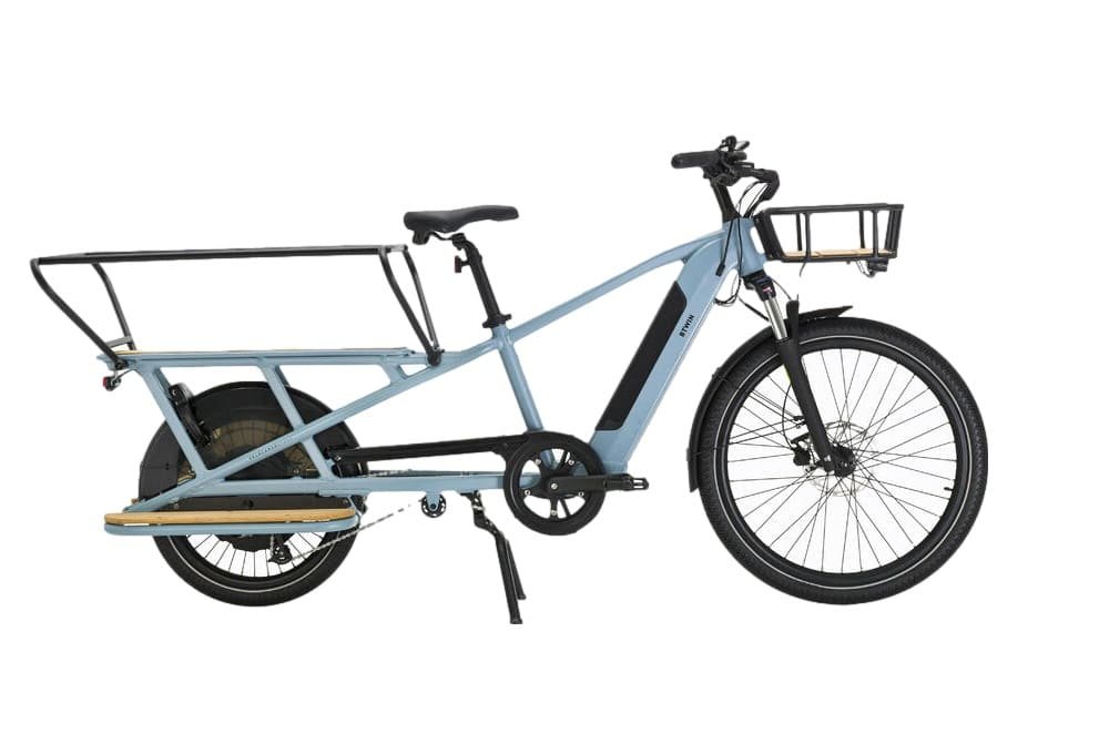 Vélo Cargo Longtail Électrique Btwin Elops R500E Microshift 8V 26/20" 672 Wh Bleu 2022