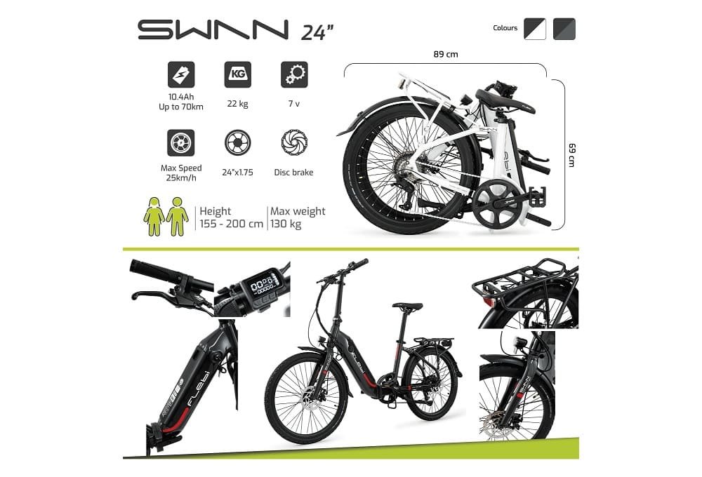 Vélo Electrique Pliant Flebi Swan 24 Grey raptor – Image 3
