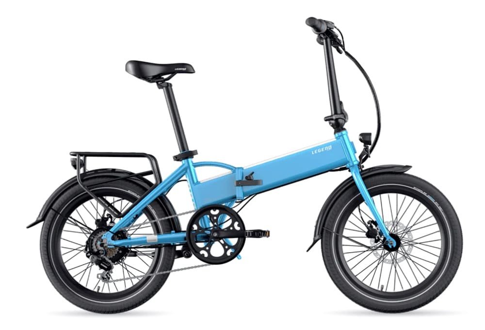 Vélo Electrique Pliant Legend Monza Smart eBike Roues de 20 Pouces Freins Disque Hydraulique Batterie 36V 10.4Ah Sanyo-Panasonic (374.4Wh) Bleu
