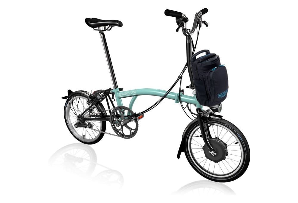 Vélo Pliant Électrique Brompton C-Line Explore Guidon Medium 300 Wh Turkish green