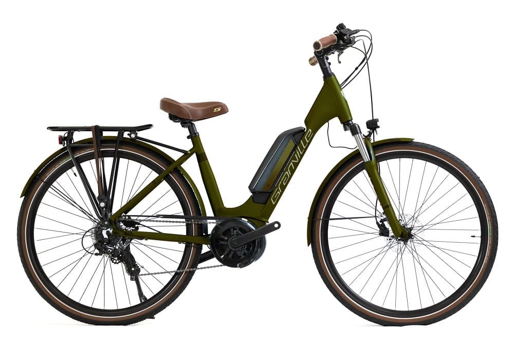 Vélo de Ville Électrique Granville E-Urban 30 Unisex Shimano Tourney/Altus 7V 400 Wh 26" Vert Army Mat 2023