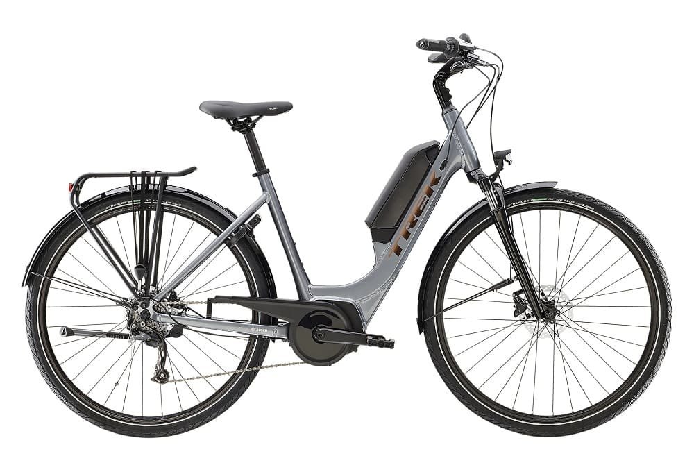 Vélo de Ville Électrique Trek Verve+ 1 Lowstep DT Shimano Tourney/Altus 8V 500 Wh Gris 2023
