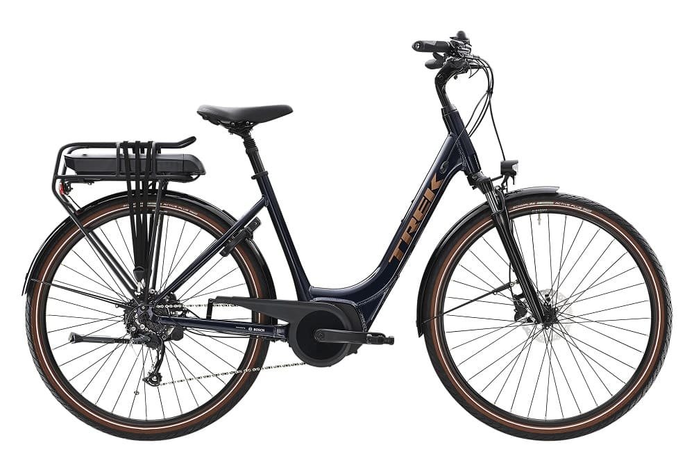 Vélo de Ville Électrique Trek Verve+ 2 Lowstep Shimano Acera/Altus 9V 500 Wh Bleu Foncé 2022