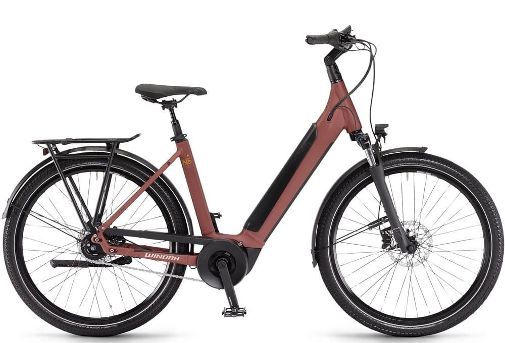 Vélo de Ville Électrique WINORA Sinus N5f Maroonred Matt 625WH 2023