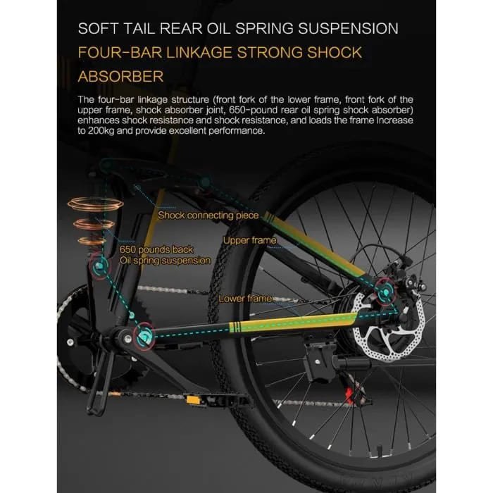 VTT électrique adulte 48 V Bezior X500 Pro 26 pouces Shimano 7 vitesses – Image 3