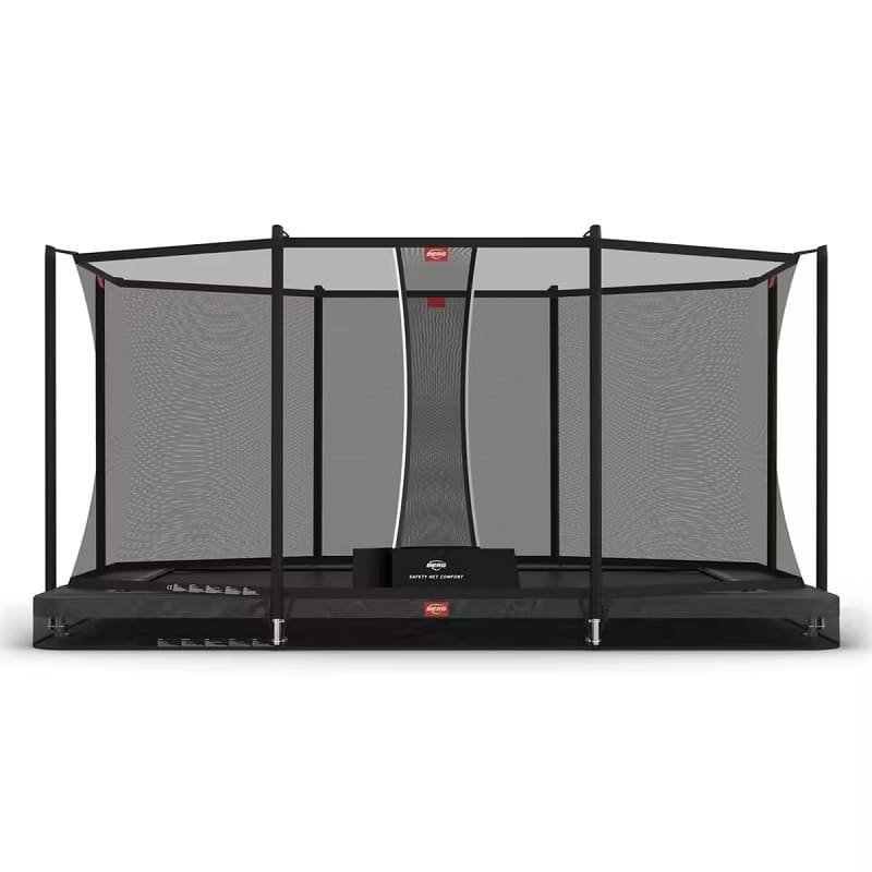 BERG inground trampoline rectangulaire Favorit gris 410 cm + filet de sécurité