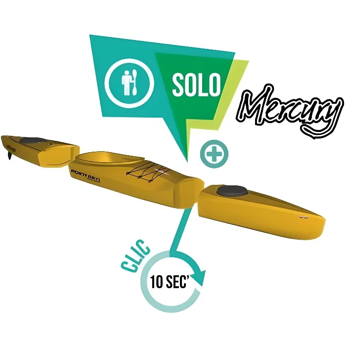 Kayak modulable Mercury GTX solo - Jaune - 2 places - Adulte