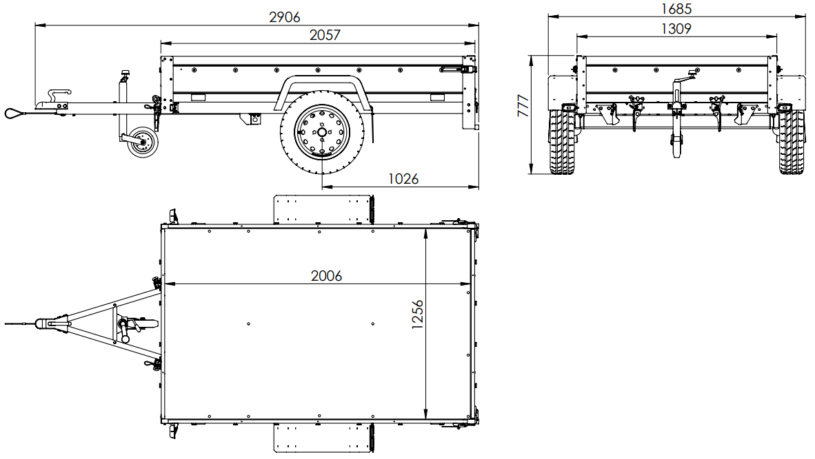 Remorque 750 kg basculante avec bâche dôme Garden Trailer 201 KIPP – Image 2