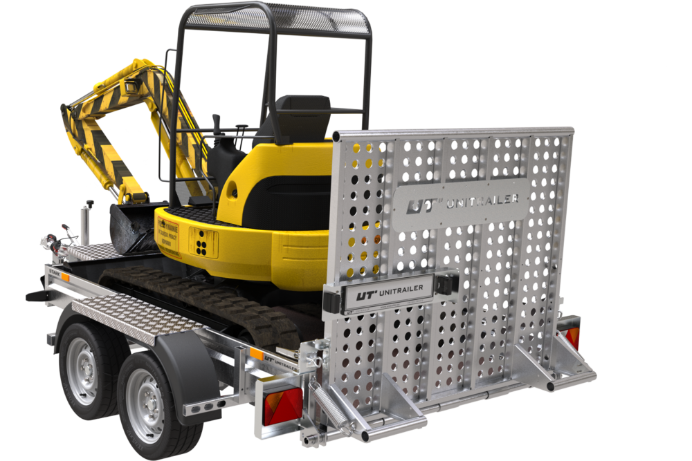 Remorque de chantier pour le transport d’une mini pelle – UNITRAILER STARK 3 260