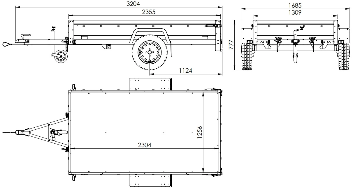 Remorque routière avec bâche haute, arceau et roue jockey 230×125 Garden Trailer 230 KIPP – Image 2